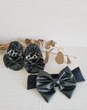 Baby Girls Black Leather Booties